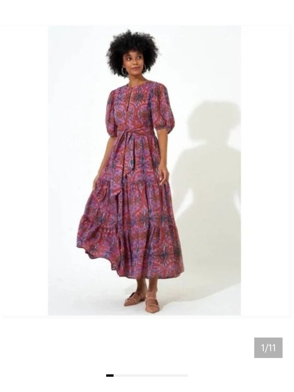 Oliphant Multi-Color Floral Paisley Puff-Sleeve Maxi Dress